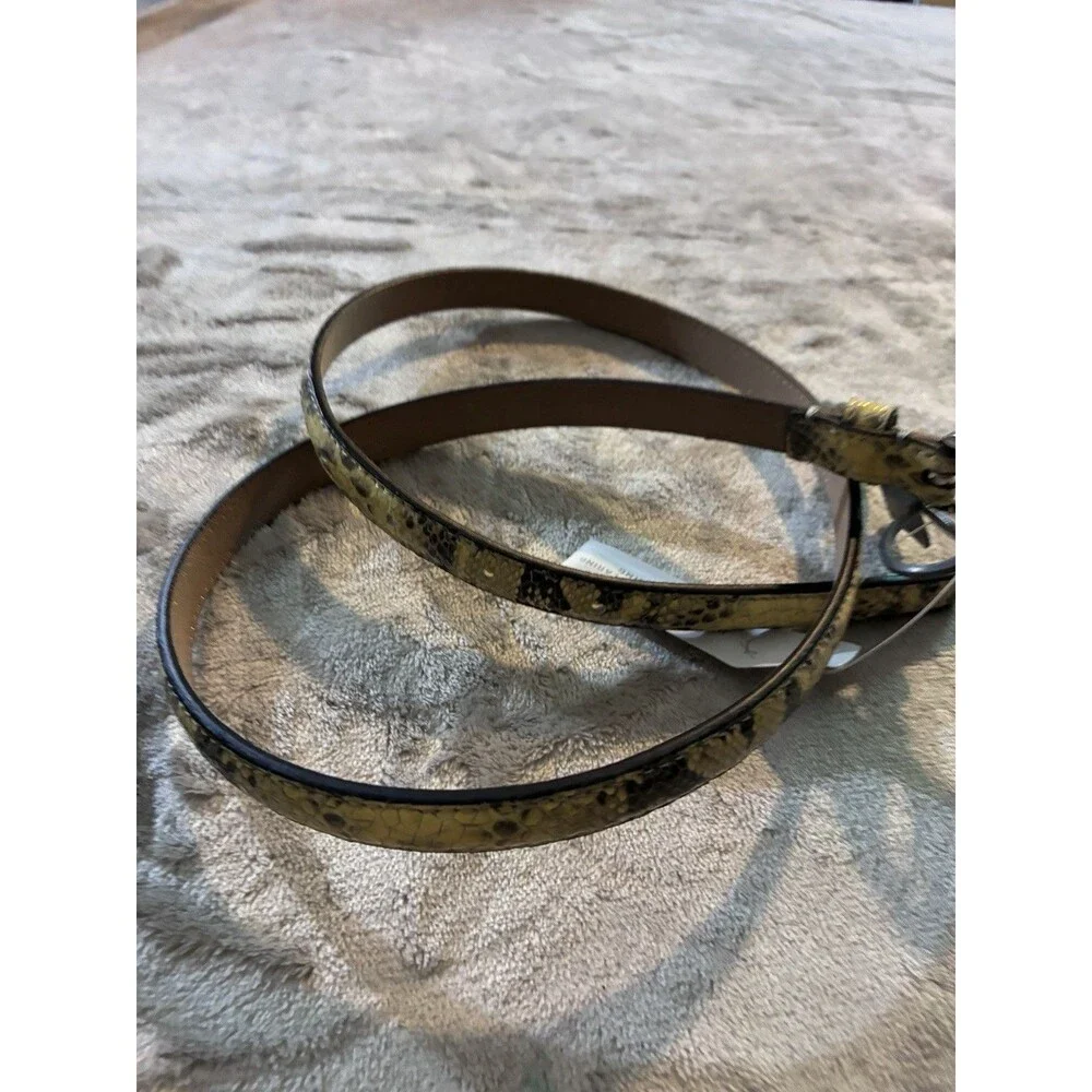 Ann Taylor Faux Snake Skin Belt Small Skinny Yellow And Gray